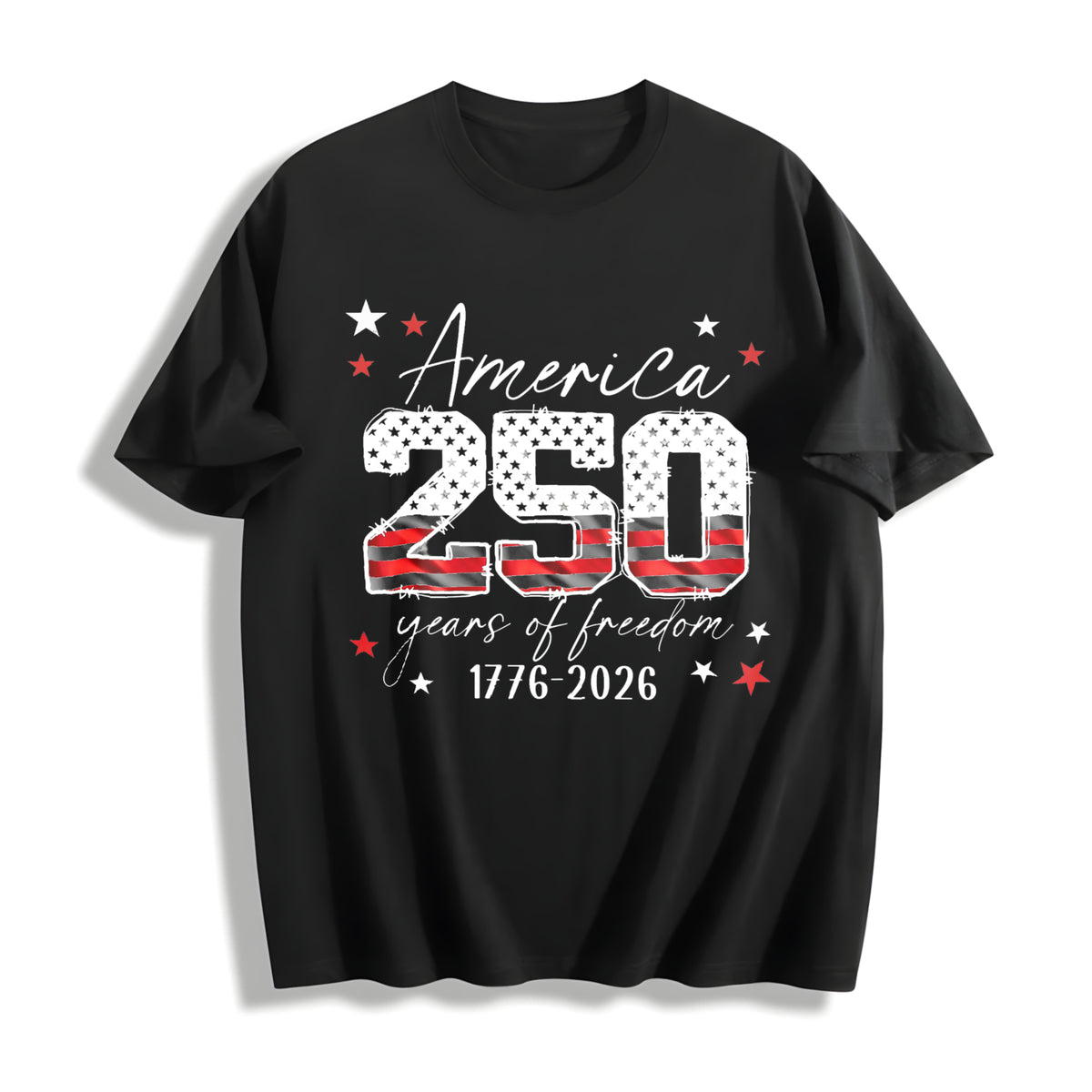 USA 250th Anniversary Cotton T-Shirt in Black