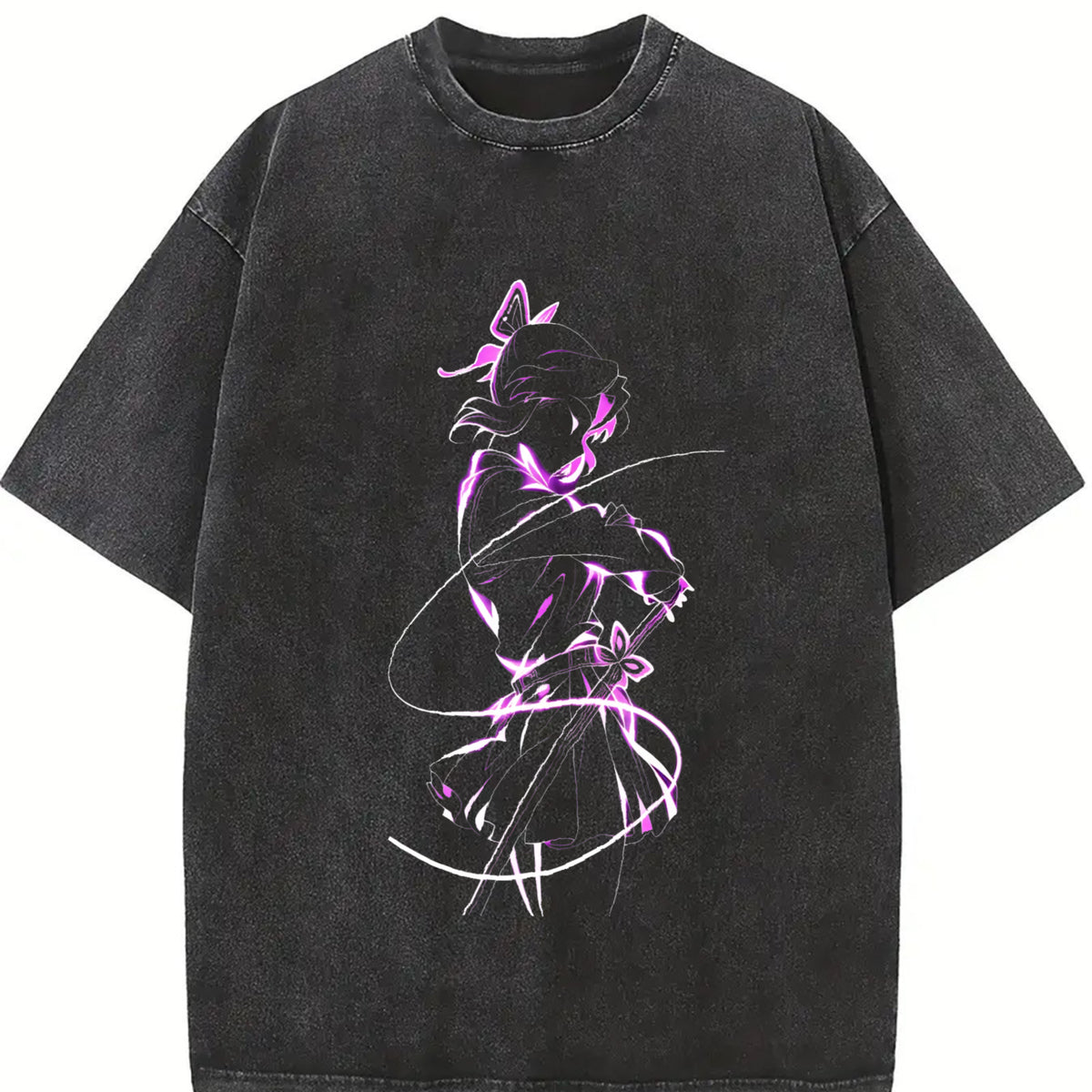 Shinobu x Demon Slayer Anime – Collector Drop vintage washed oversized T-shirt in Black