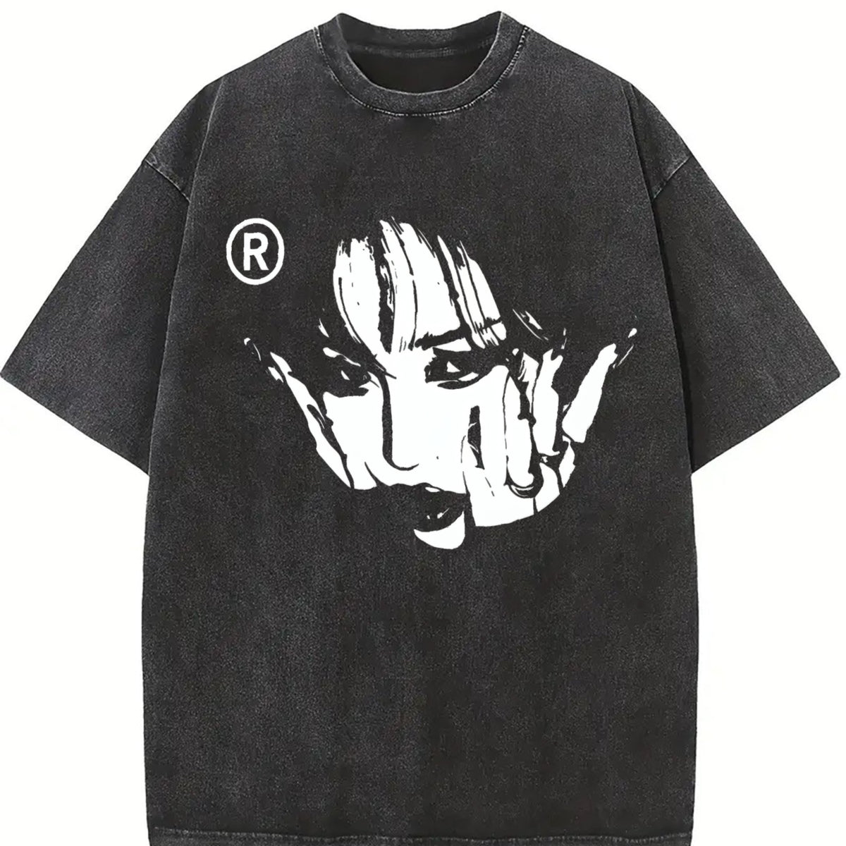 Face Y2K Vamp Vintage Washed T-Shirt in Black