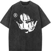 Face Y2K Vamp Vintage Washed T-Shirt in Black