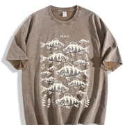 Perch Fish 90s Retro ® Fisherman Y2k Vintage Washed T-Shirt in Brown