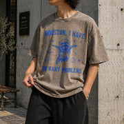 Houston I Have So Many Problems Vintage Washed T-Shirt in Brown
