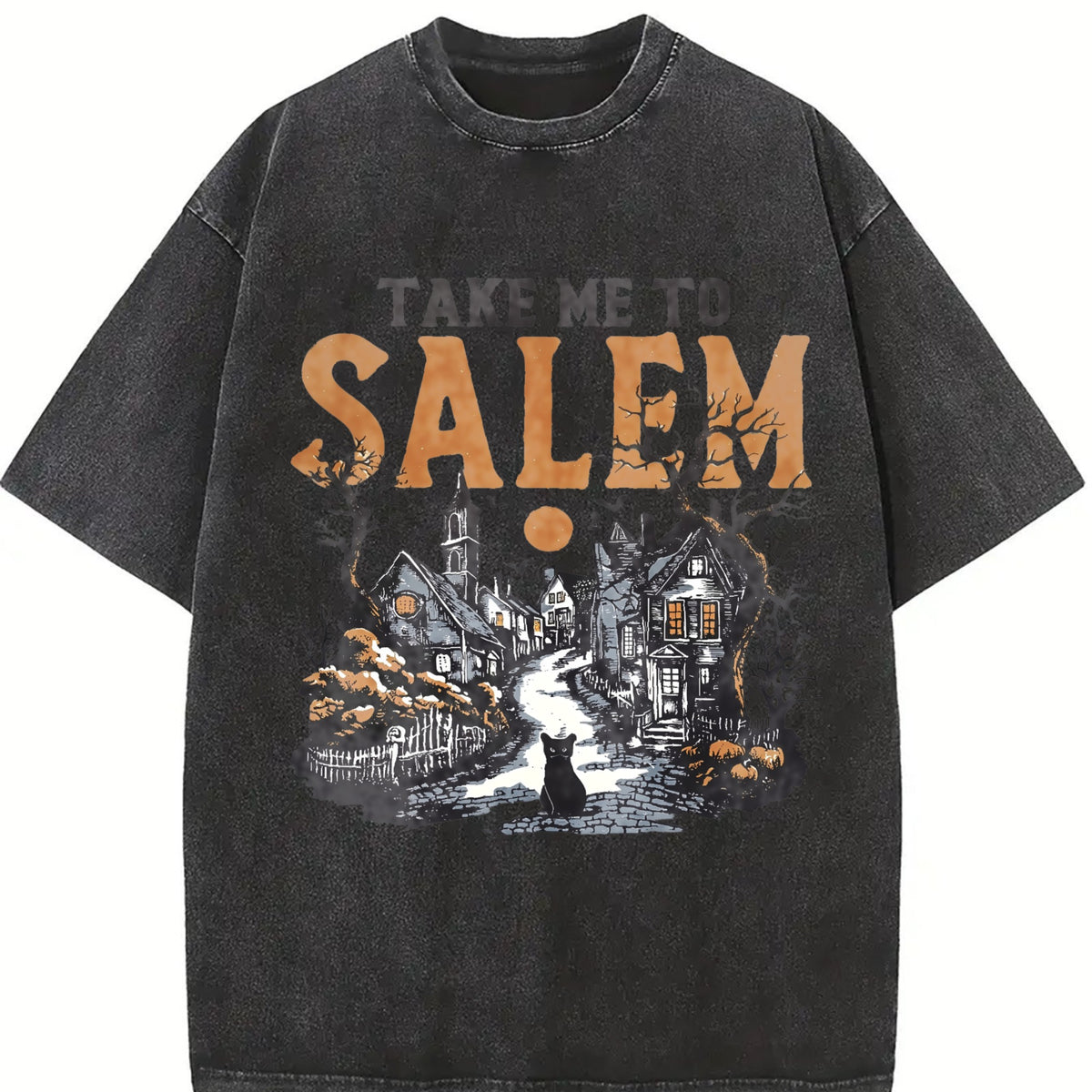 Take Me to Salem Vintage Washed T-Shirt in Black
