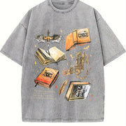 Fourth Wing Series For Fans War College Dragon Rider vintage washed oversized T-shirt in Gray