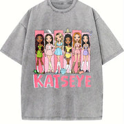Katseye Music Ka.tseye Beautiful Chaos Vintage Washed T-Shirt in Gray
