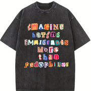 ✊🏾 Anti ICE Magazine Letters Vintage Washed T-Shirt in Black
