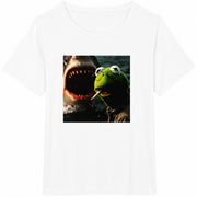 Dark Humor Smoking Frog Meme Cotton T-Shirt in White
