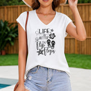 Standard Size 2026 Flip Flops Slogan Vest Starfish Fusang Women's Color Cotton Tank Top in White
