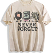 Omen's 90S Retro Floppy Disk & Up Graphics Vintage Washed T-Shirt in Beige
