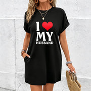 I Love My Awesome Husband Cotton T-Shirt in Black