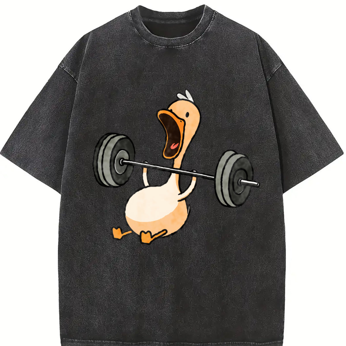 Lifting Duck Gym Vintage Washed T-Shirt in Black