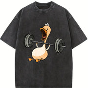 Lifting Duck Gym Vintage Washed T-Shirt in Black