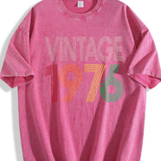 50th Birthday 1976 Vintage Washed T-Shirt in Red