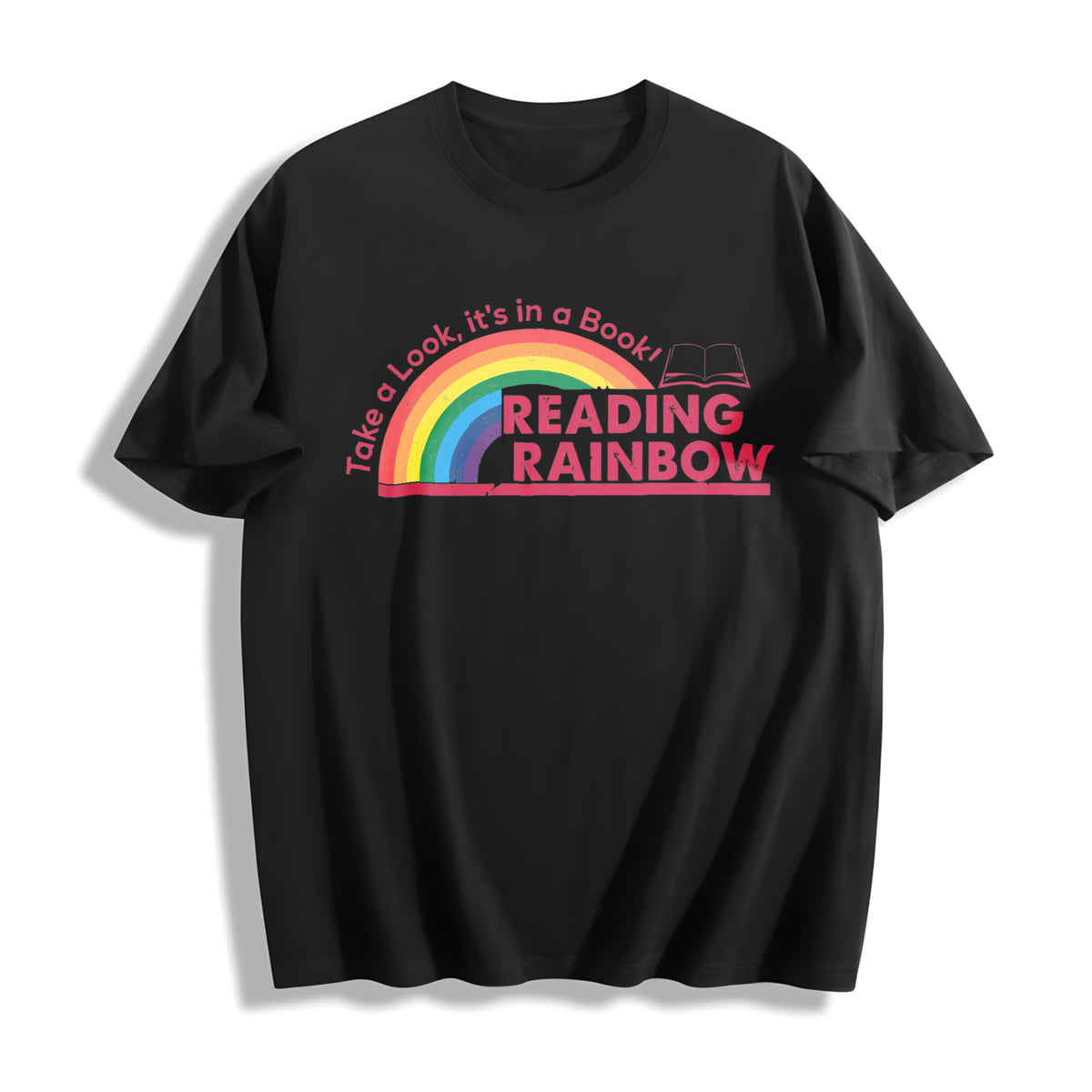 Retro Take a It's in a Book Cotton T-Shirt in Black