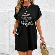 Dress for in Black Cotton T-Shirt in Black