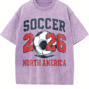 Soccer 2026 North America Vintage Washed T-Shirt in Purple