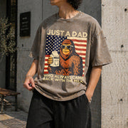 Fathers Day Just a Dad Who Came Back with Milk Vintage Washed T-Shirt in Brown