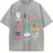 Big Fan of Human Rights Vintage Washed T-Shirt in Gray