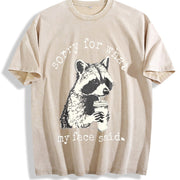 Sorry for What My Face Said Vintage Washed T-Shirt in Beige