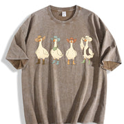 Western Goose Cowboy Hat Wild West Animal vintage washed oversized T-shirt in Brown