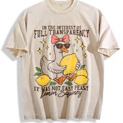 In the Interest of Full Transparency It Was Not Easy Peasy Vintage Washed T-Shirt in Beige