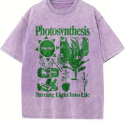 Photosynthesis Retro Botanical 90s Y2K Science Vintage Washed T-Shirt in Purple