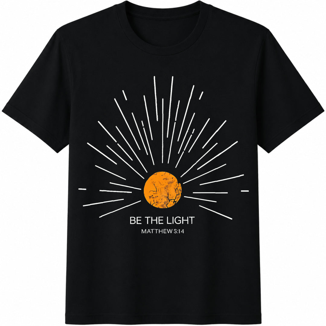Be the Light Matthew 5:14 Cotton T-Shirt in Black