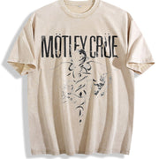 MOTLEY CRUE DR FEELGOOD Grunge Album Rock Lover vintage washed oversized T-shirt in Beige