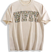 Camouflage Wifey Mrs Vintage Washed T-Shirt in Beige