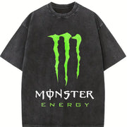 ZestLoop Monster Logo Vintage Washed T-Shirt in Black