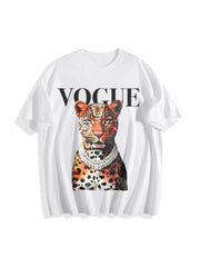 Leopard Cotton T-Shirt in White