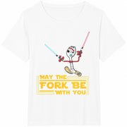 May the Fork Be with You Cotton T-Shirt in White