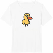 Teen Girl Cartoon Duck and Slogan for Girl Cotton T-Shirt in White