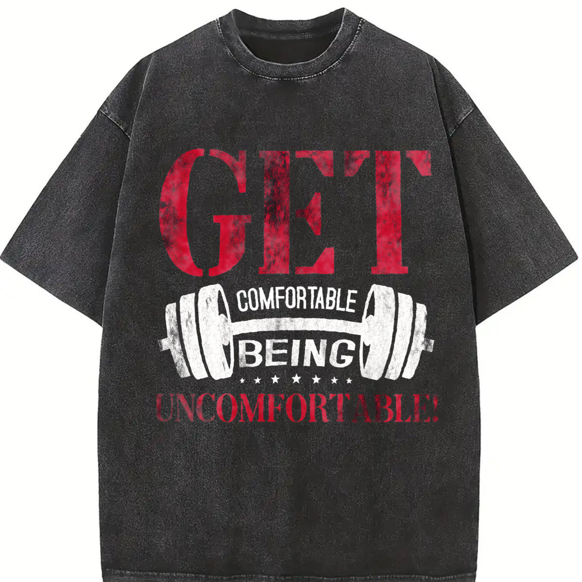 Get Comfortable Being Uncomfortable Vintage Washed T-Shirt in Black