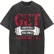 Get Comfortable Being Uncomfortable Vintage Washed T-Shirt in Black