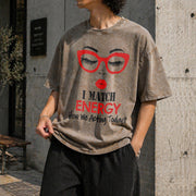 I Match Energy Vintage Washed T-Shirt in Brown