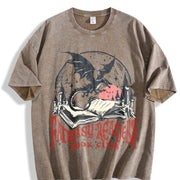 Retro Fantasy Readers Book Club 90s Vintage Washed T-Shirt in Brown