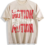 Motivational Quote and Shorts Set Vintage Washed T-Shirt in Beige