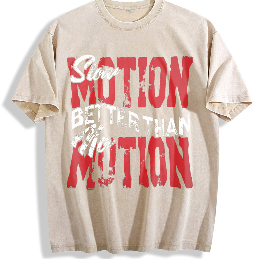 Motivational Quote and Shorts Set Vintage Washed T-Shirt in Beige