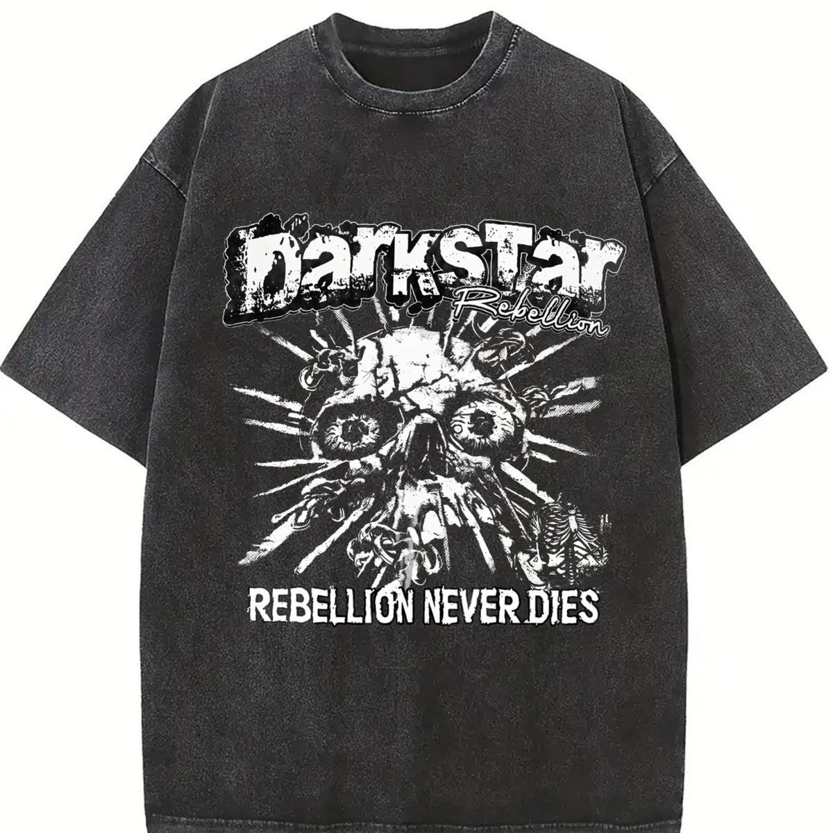 Darkstar Skull Rebellion Tank Vintage Washed T-Shirt in Black