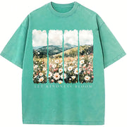 Let Kindness Bloom Vintage Washed T-Shirt in Blue