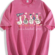 Just a Baseball Goose Vintage Washed T-Shirt in Red
