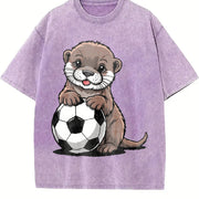 Otter Soccer Vintage Washed T-Shirt in Purple