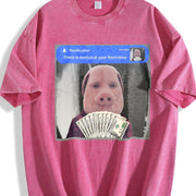 Premium There Is Motion at Your Front Door Joke John Pork Vintage Washed T-Shirt in Red