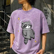 Space Raccoon Vintage Washed T-Shirt in Purple