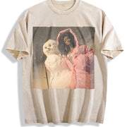 Glam Doll with a Snowman Vintage Washed T-Shirt in Beige