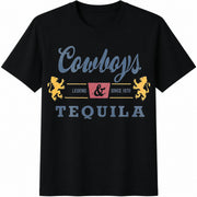 Cowboys and Tequila Cotton T-Shirt in Black