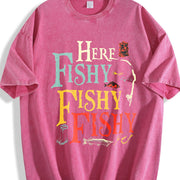 Here Fishy Fishy Vintage Washed T-Shirt in Red