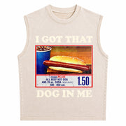 I Got That Dog in Me Combo 4th of July Meme Vintage Washed Tank Top in Beige