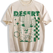 Retro Mascot Desert 90s Vintage Washed T-Shirt in Beige